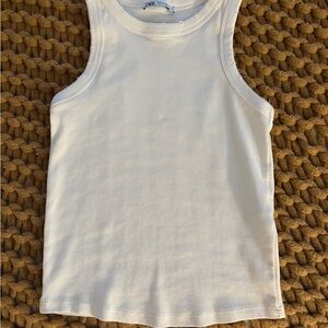 Zara White Ribbed Tank Top